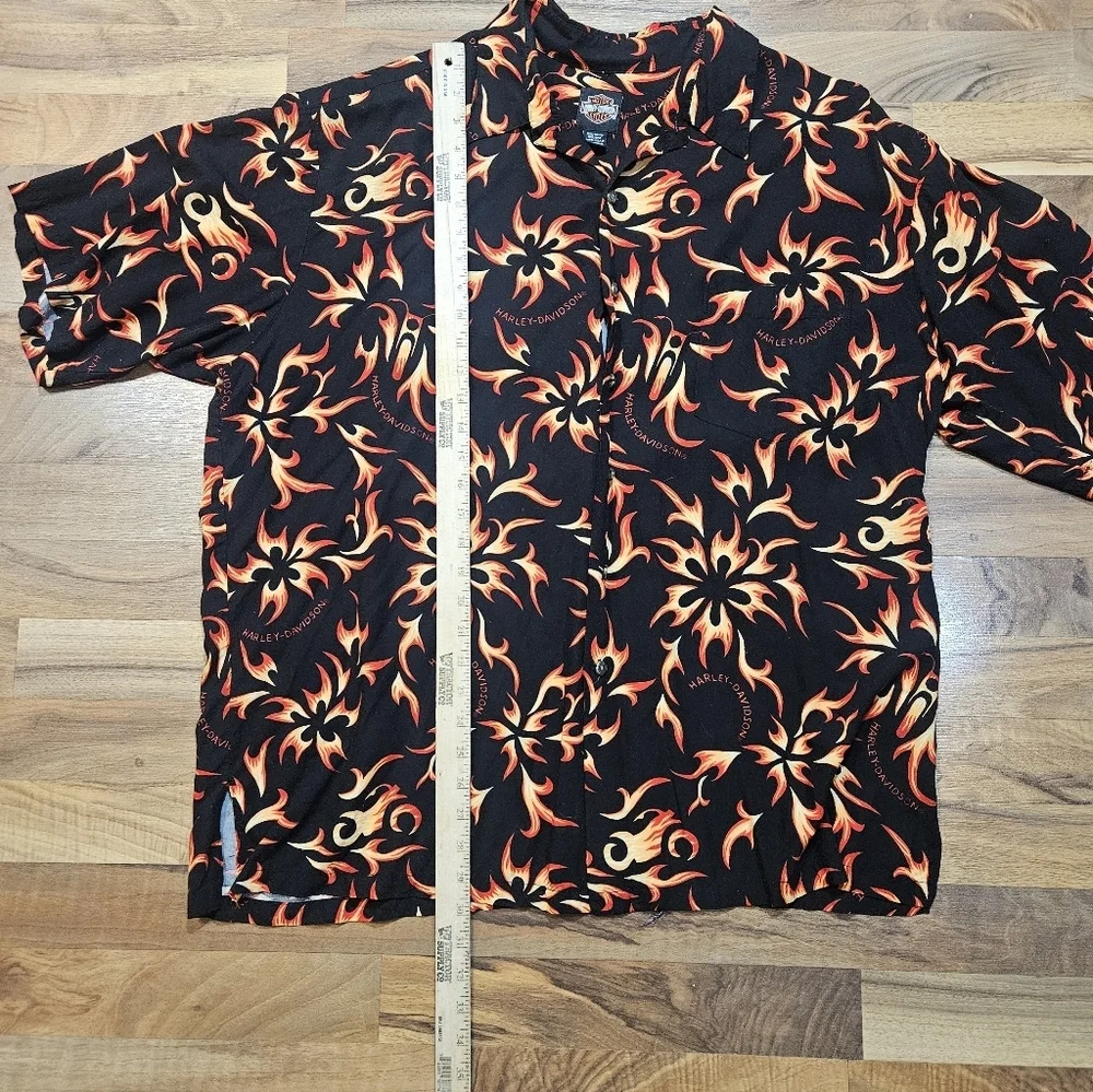 Harley-Davidson Flame Print Button Shirt XXL Made in USA - Picture 5 of 6